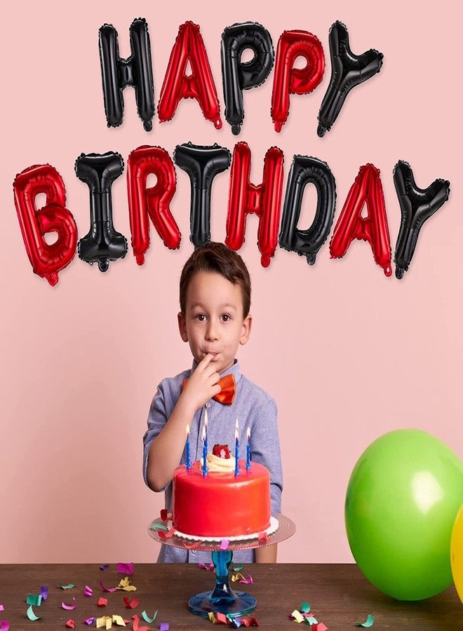 H B MSALA (DEVICE) HBM Happy Birthday Banner Foil Letters | Inflatable Party Decor and Event Decorations for Kids and Adults | Reusable, Ecofriendly Fun (Red/Black) - Image 2